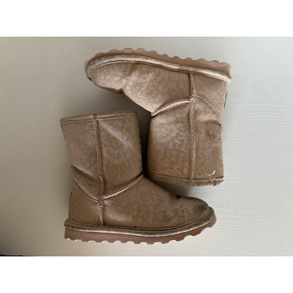 BEARPAW Boots Size 1 Youth Girls Pink Leopard Sherpa Lined Boots Kids - Picture 3 of 9
